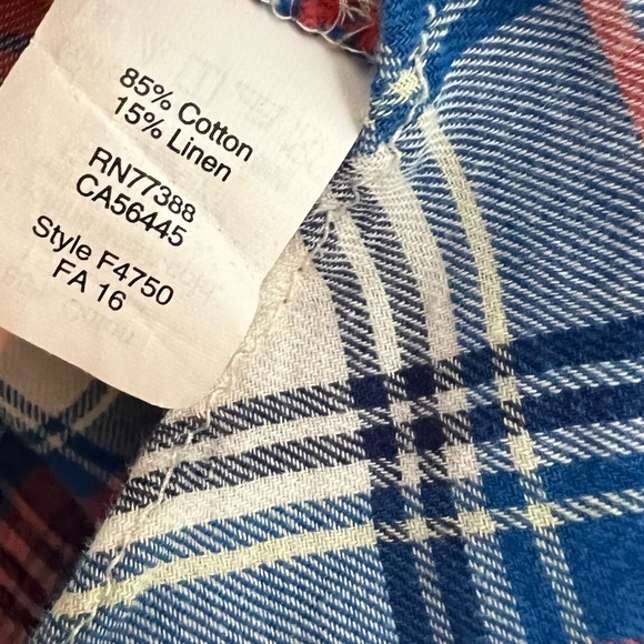 Madewell Shrunken Ex Boyfriend Shirt Button Down Plaid Linen - Picture 4 of 4